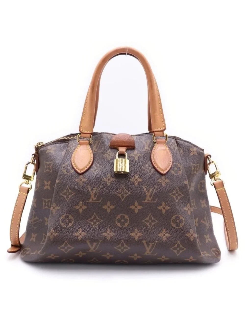Louis Vuitton Monogram Rivoli MM 2-Way Shoulder Bag Brown Leather Gold